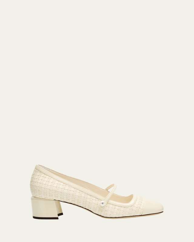 Elisa Woven Patent Mary Jane Ballerina Pumps